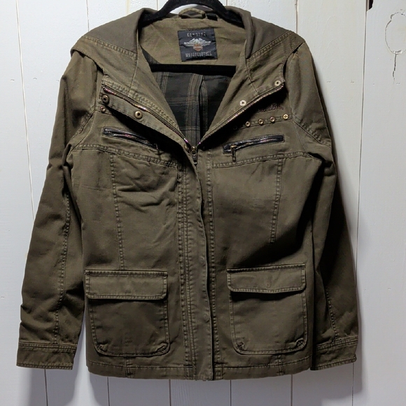 Harley-Davidson Jackets & Blazers - Harley-Davidson Women’s Olive-green denim biker jacket